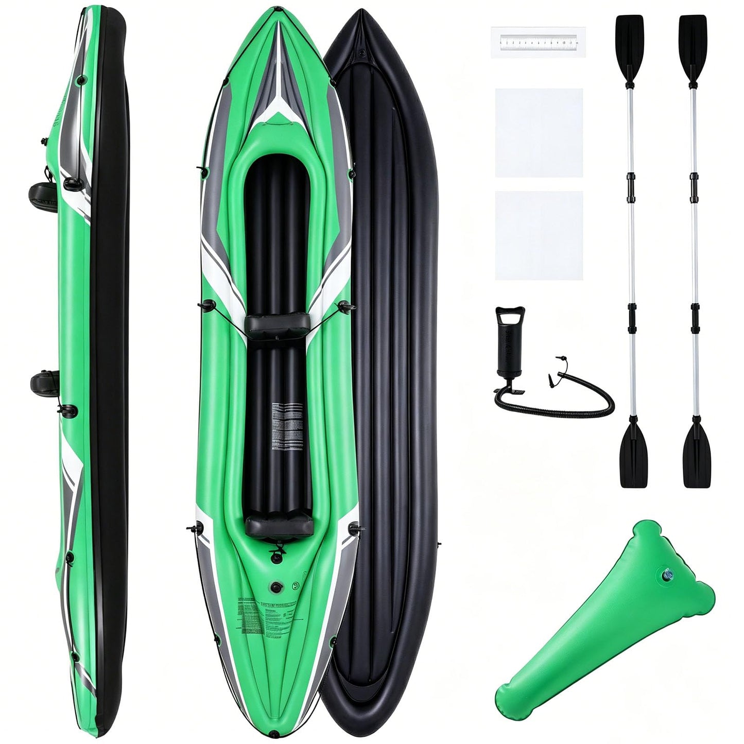 2 Person Inflatable Kayak, Portable Sit in Canoe with Removable Seats, Aluminum Paddles and Pump, Blow up Boat Set