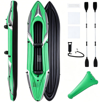 2 Person Inflatable Kayak, Portable Sit in Canoe with Removable Seats, Aluminum Paddles and Pump, Blow up Boat Set