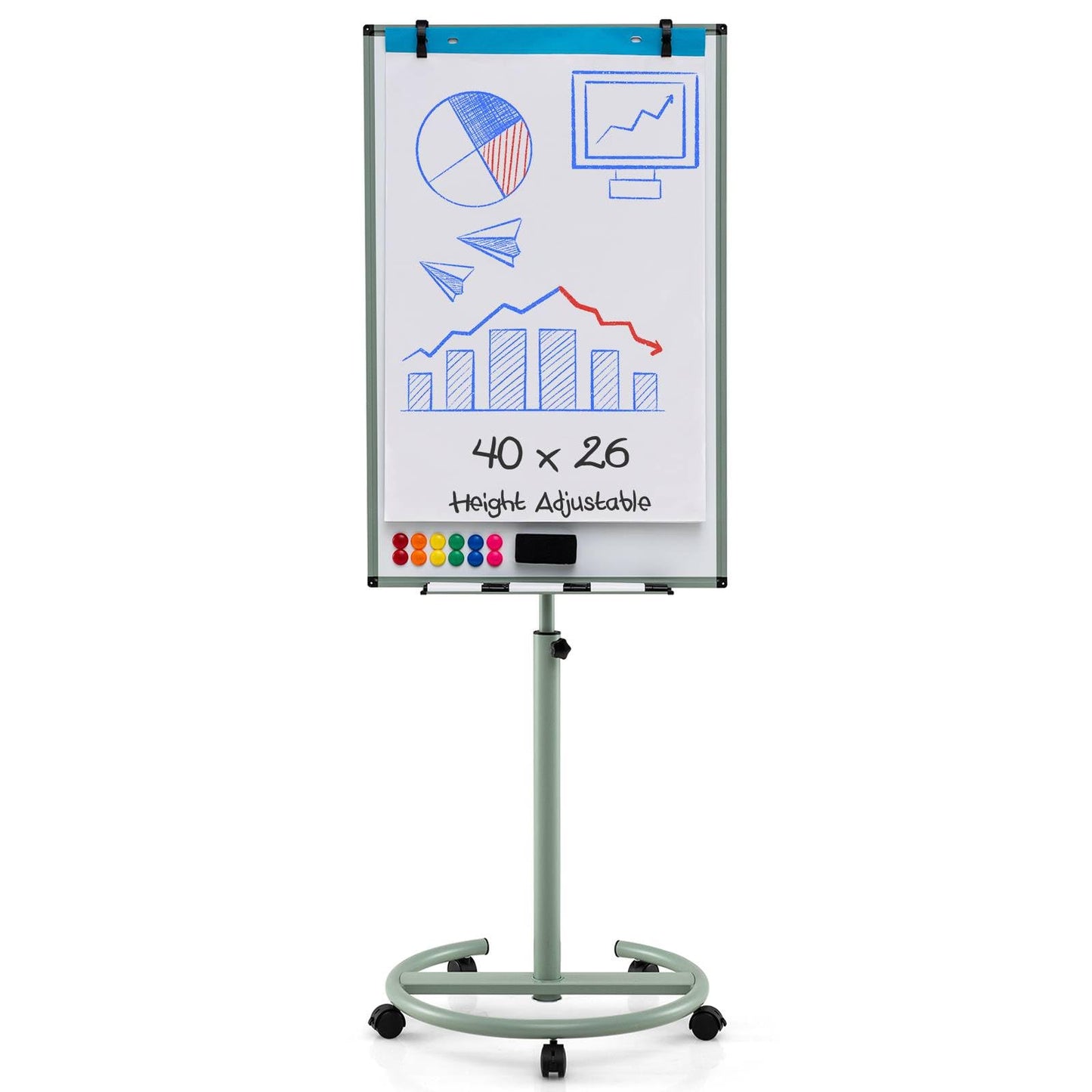 100x65cm Height Adjustable Dry Erase Board with Stand