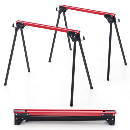 2 Pack Portable Saw Horse Work Table with Quick Open Legs and Support Arms