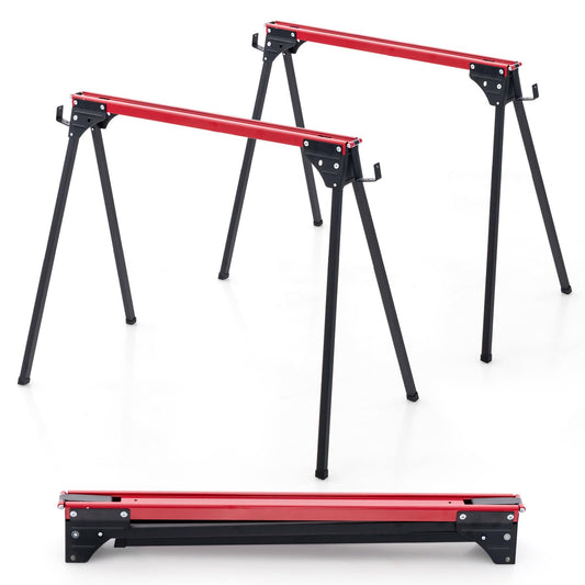 2 Pack Portable Saw Horse Work Table with Quick Open Legs and Support Arms