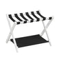Folding Luggage Rack, Solid Rubber Wood Suitcase Stand with Storage Shelf