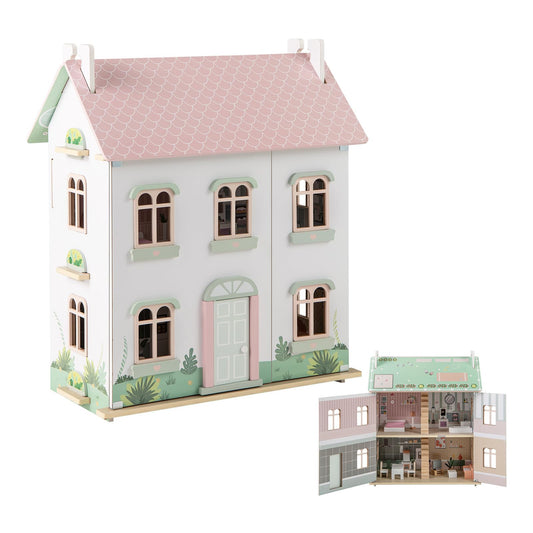 Wooden Dollhouse with Furniture and Accessories for Kids