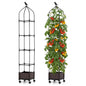 Raised Garden Bed with Trellis, Height Adjustable Rolling Planter Box