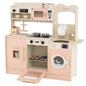Kids Wooden Kitchen, Pretend Play Kitchen with Light, Sound, Sink & Faucet