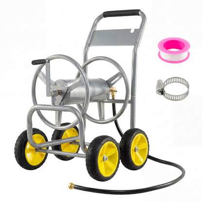 GiantexUK Garden Hose Reel Cart, Heavy-Duty Metal Hose Pipe Trolley with 4 Wheels