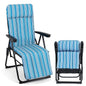 Foldable Sun Lounger Recliner with Adjustable Backrest Headrest and Armrests