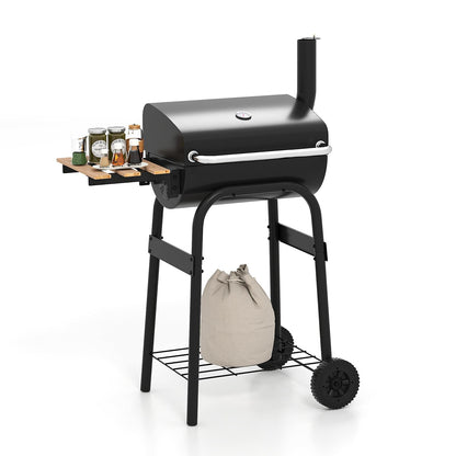 Outdoor Portable Barbecue Grill with Foldable Side Table