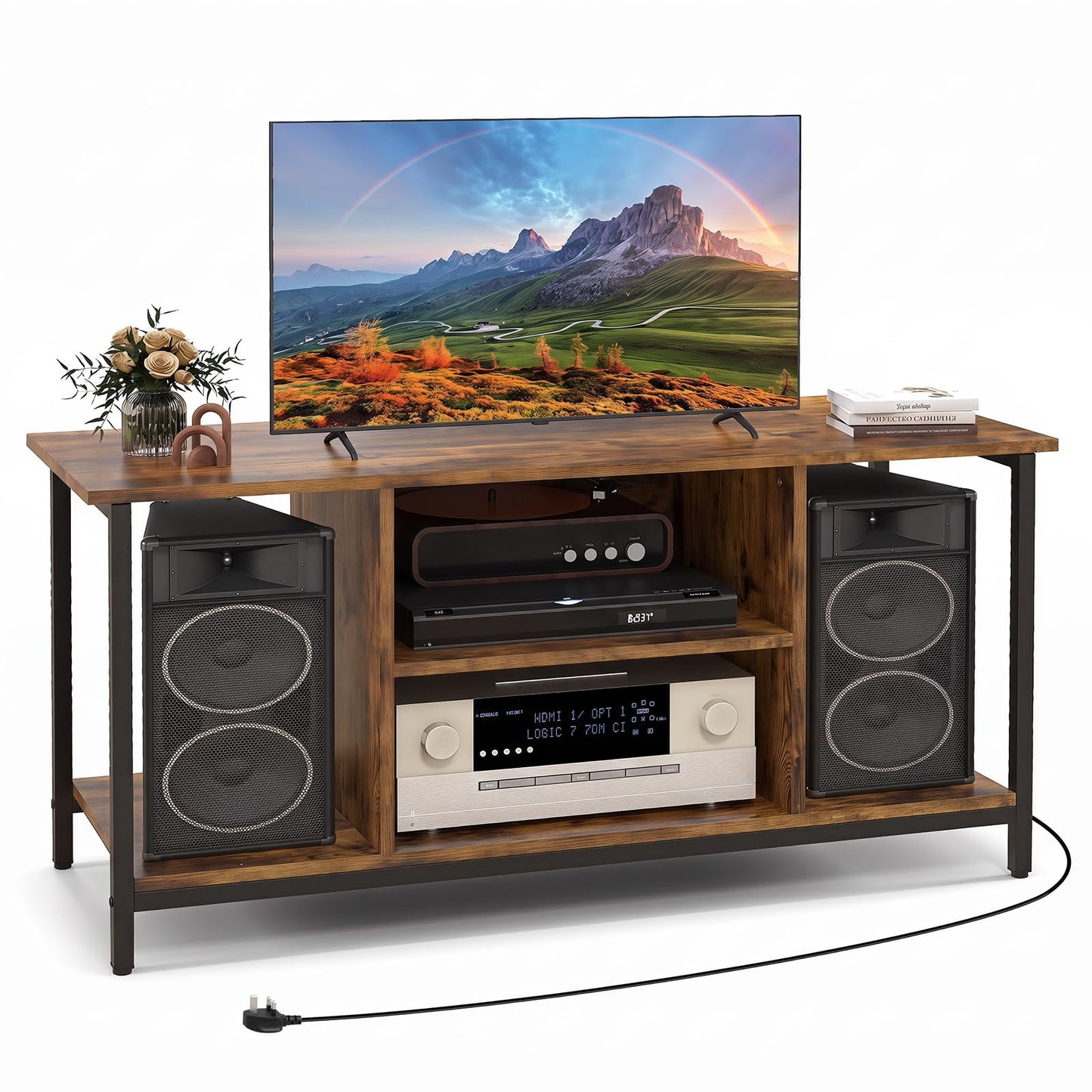 TV Stand Cabinet for 50 Inch TVs, with Power Outlets