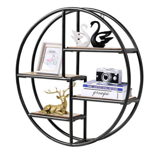 Giantex Wall Mounted Round Shelf 4 Tiers Display Organiser Unit Decorative Ledge
