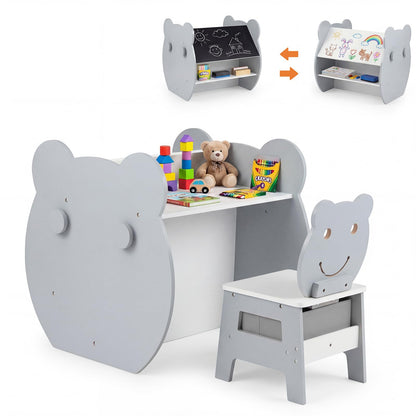 Toddler Table and Chair Set, 3 in 1 Activity Table with Reversible Whiteboard
