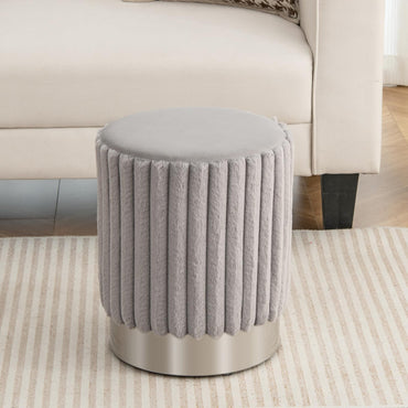 Upholstered Footrest Stool with Decorative Vertical Tufting and Heavy-duty Metal Base