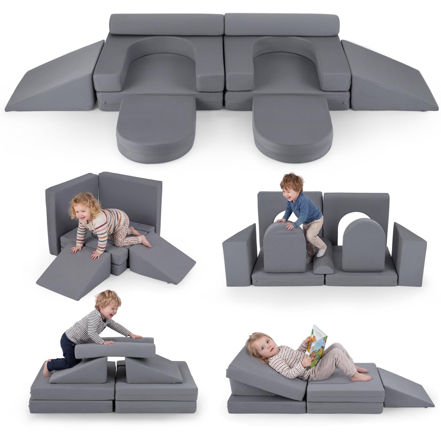 10 PCS Modular Kids Play Couch Toddler Climb and Crawl Foam Playset