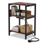 Side Table with Charging Station, 3-Tier Industrial Nightstand Bedside Table