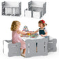 Kids Table and Chair Set 3-Piece Toddler Set with 2 Stools and Activity Table