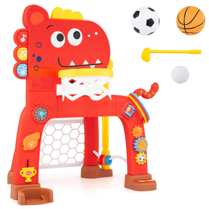 Dinosaur Toddler Basketball Hoop and Soccer Ball Activity Center