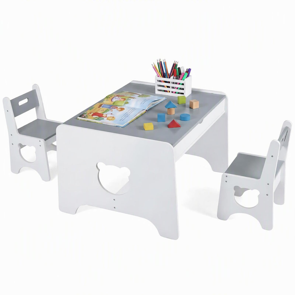 Kids Table and Chair Set, Wooden Children Activity Table