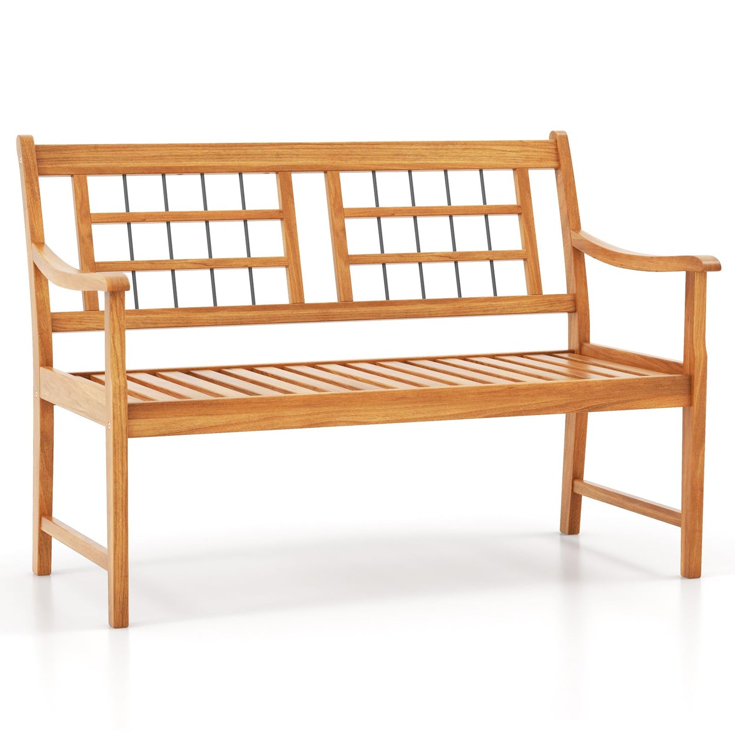 Patio Acacia Wood Bench Wooden 2 Person Outside Chair