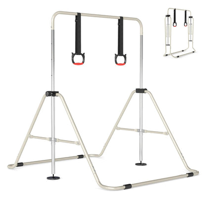 Folding Gymnastics Bar, Height Adjustable Horizontal Kip Bars with Anti-slip Base