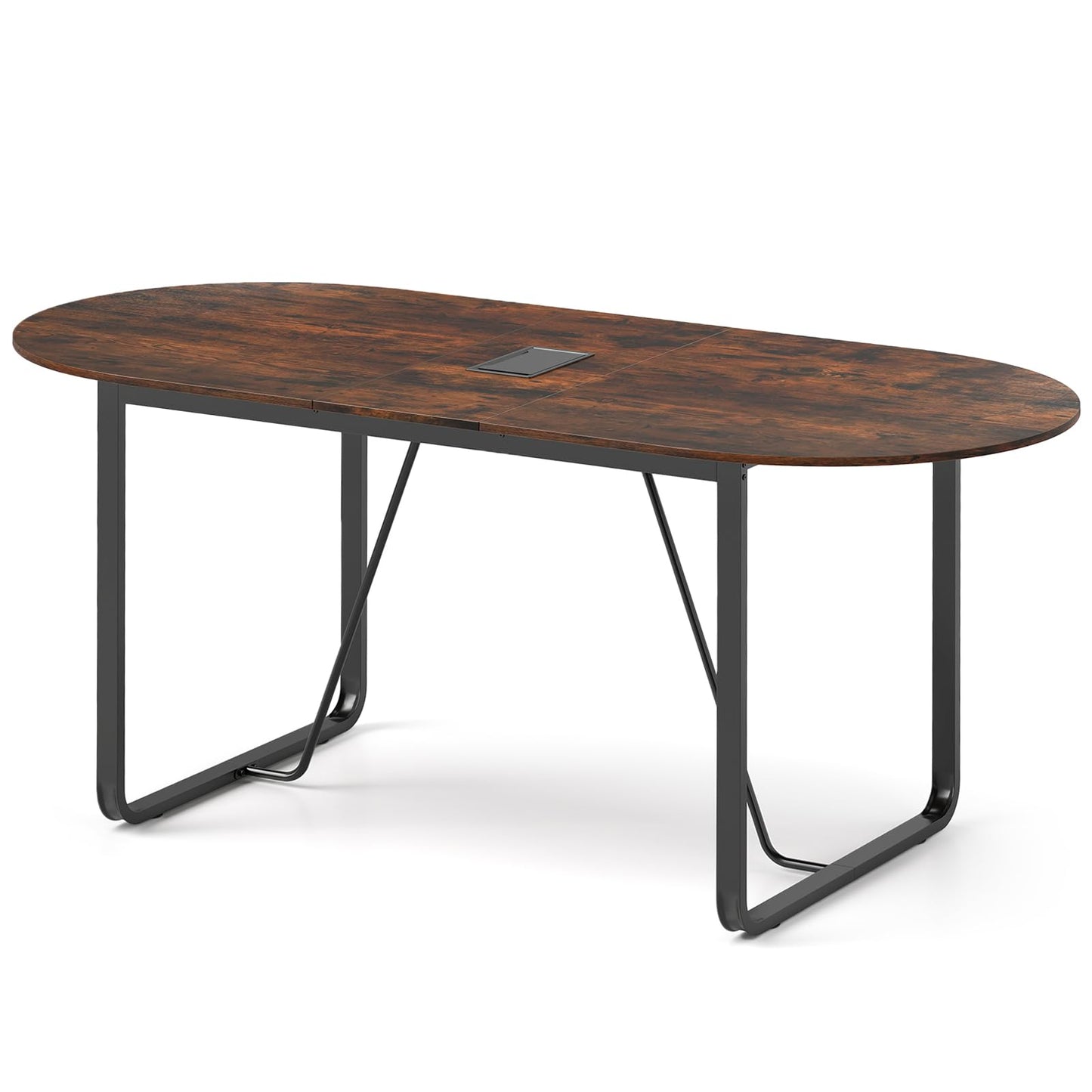 180 CM Executive Table Oval Home Office Table with Cable Management Hole