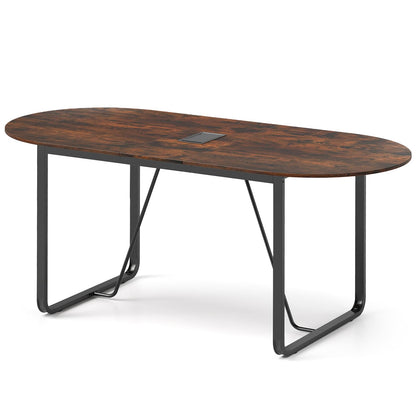 180 CM Executive Table Oval Home Office Table with Cable Management Hole