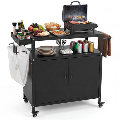Outdoor Grill Cart with Storage Side Handle and Metal Top