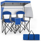 Outdoor Portable Double Folding Camping Chair with Roll-up Shade