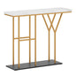Faux Marble Slim Entryway Table Hall Desk