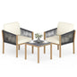 3PCS Patio Bistro Set, Woven Rope Outdoor Conversation Set with Cushions