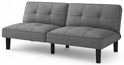 Convertible Folding Futon Sofa Bed with 6-Position Adjustable Backrest and Thick Cushion