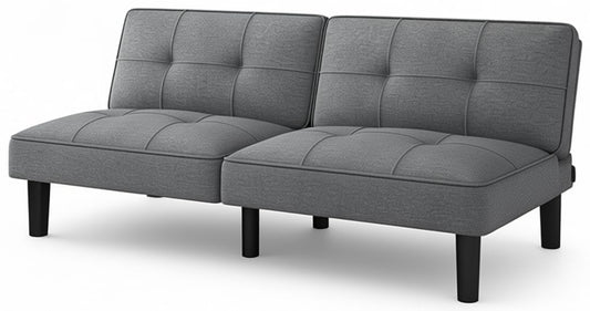 Convertible Folding Futon Sofa Bed with 6-Position Adjustable Backrest and Thick Cushion