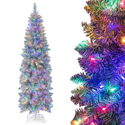 150/180 CM Slim Pencil Christmas Tree with 343/475 Branch Tips and 190/250 Colorful LED Lights