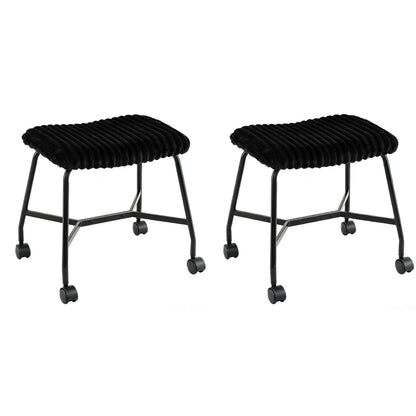 Rolling Makeup Vanity Stool Set of 2, Plush Accent Footrest