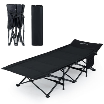 Foldable Camping Cot for Adults Heavy Duty Sleeping Bed with Slanted Headrest