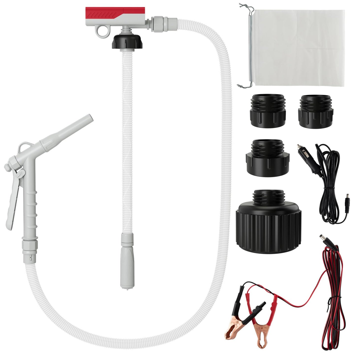 Fuel Transfer Pump with Nozzle for Flow Control & Stop, Battery