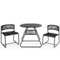 3 Piece Patio Bistro Set, Outdoor Dining Table with 2 Varied-Size Stackable Rattan Chairs & Shelf