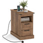 Narrow Bedside Table with Charging Station