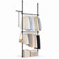 Adjustable Floor to Ceiling Clothes Rack with Double Rods & Folding Drying Rack for Laundry