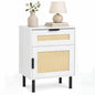 Rattan Bedside Table, End Sofa Side Table with Drawer