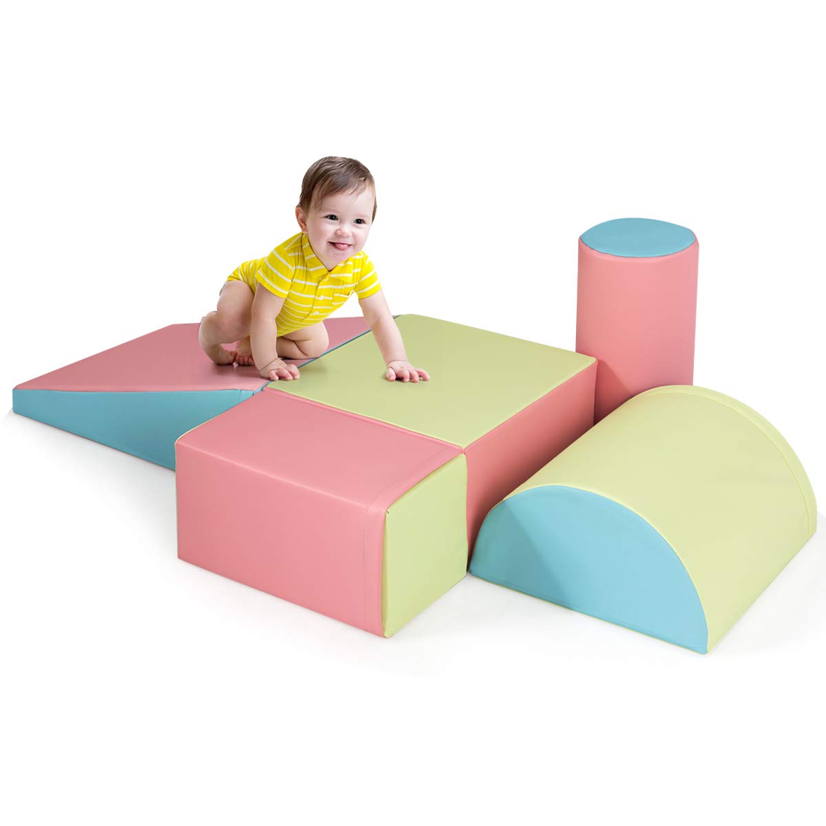 Giantex 5 Pieces Baby Climb and Crawl Foam Play Set Colorful Children's Educational Software Activity Toys