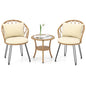 3 Pieces PE Wicker Patio Bistro Set with Cushions for Porch