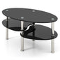 3-Tiers Tempered Glass Coffee Tables with 2 Shelves