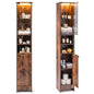 Tall Bathroom Cabinet with Lights Remote Control Open Shelves and Adjustable Shelves