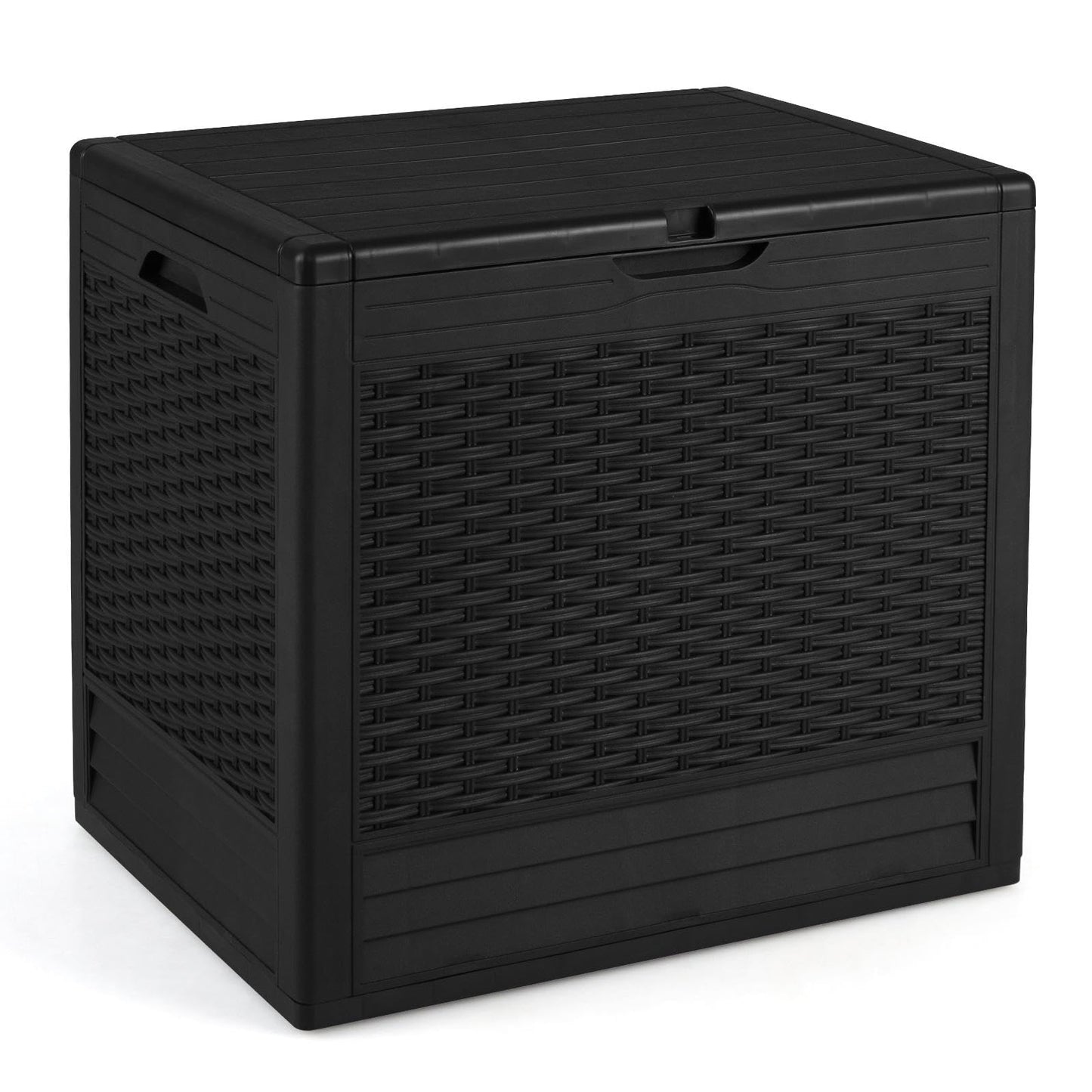96 L Outdoor Storage Box with Rattan Patterns and Lockable Lid