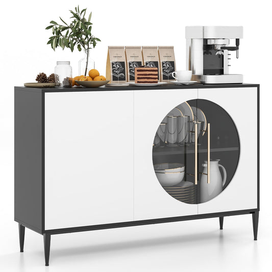 Wooden Storage Cabinet with 3 Doors for Dining Living Room