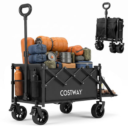 63-92L Folding Trolley Cart, 150kg Load, Adjustable Handle