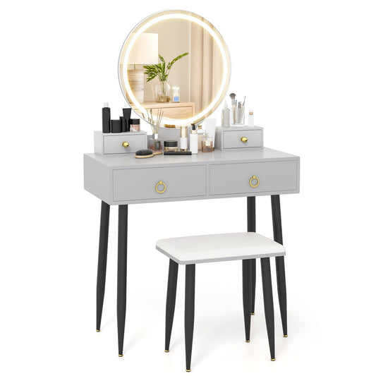 Makeup Vanity Desk with Lighted Mirror for Bedroom