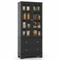180cm Tall Kitchen Cupboard with Glass Doors