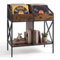 Record Player Stand, 2-Tier Turntable Stand End Side Table with 4 Display Shelves