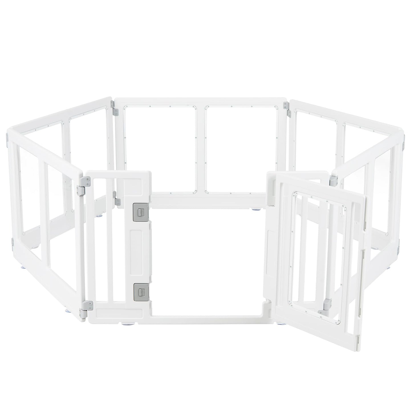 Dog Playpen, 6 Panels Plastic Pet Fence with Lockable Door